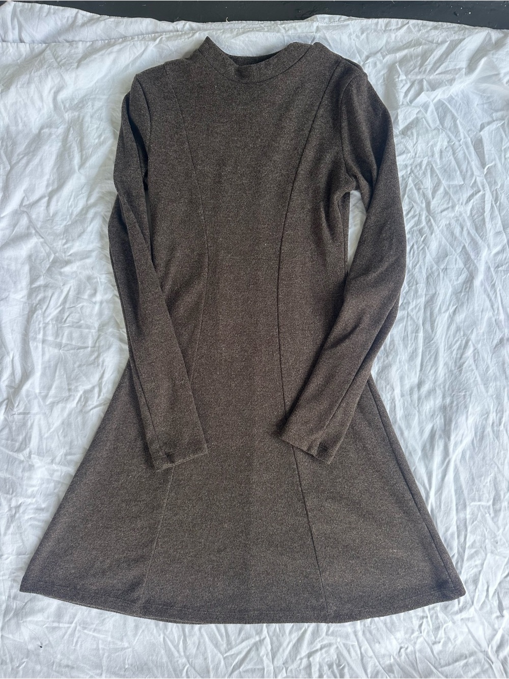 H&M Long-Sleeve A-Line Dress in Dark Brown